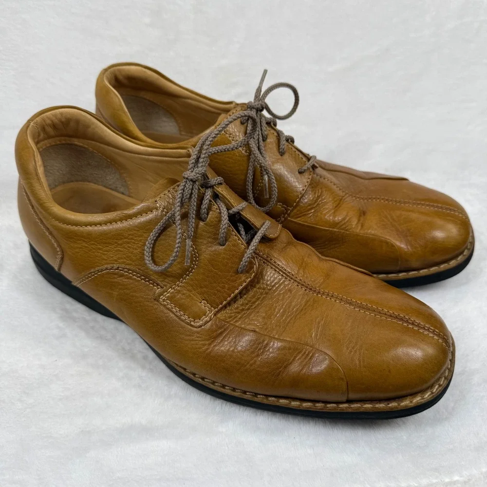Johnston & Murphy Mens Tan Leather Square Toe Oxford Shoes 20-7233 Size 11M